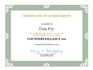 Counterveillance 101 Certificate