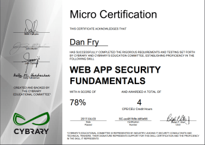 Web App Security Fundamentals Certificate